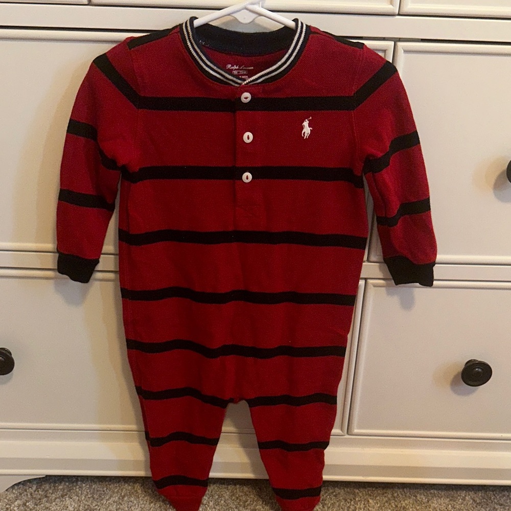 Ralph Lauren Red Striped baby One Piece size 9M